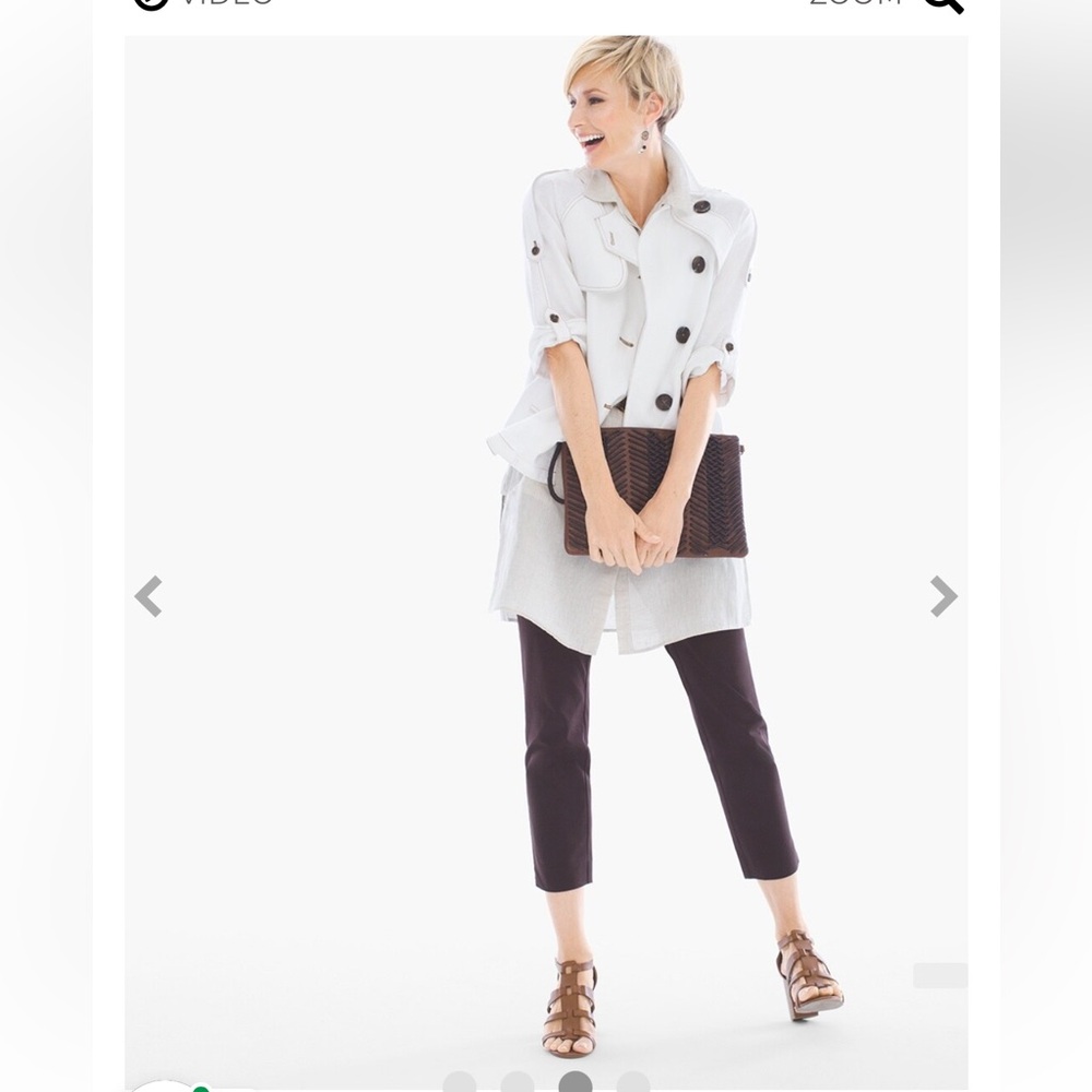Chicos Asymmetrical Cropped Linen‎ Trench Jacket. Size 2